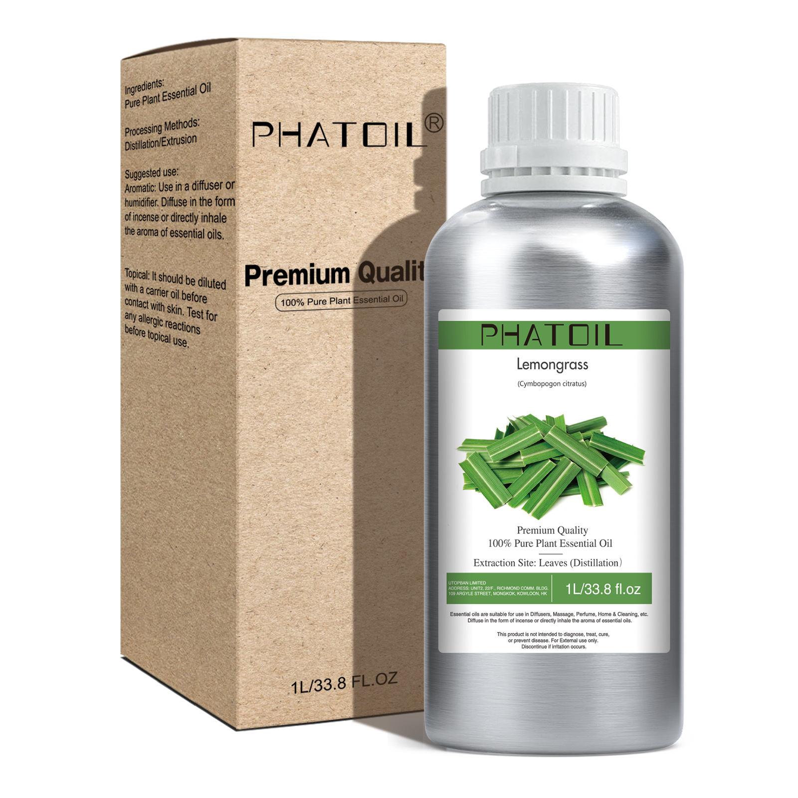 Phatoil 1L Lemongrass Essential Oil With Aluminium Bottle