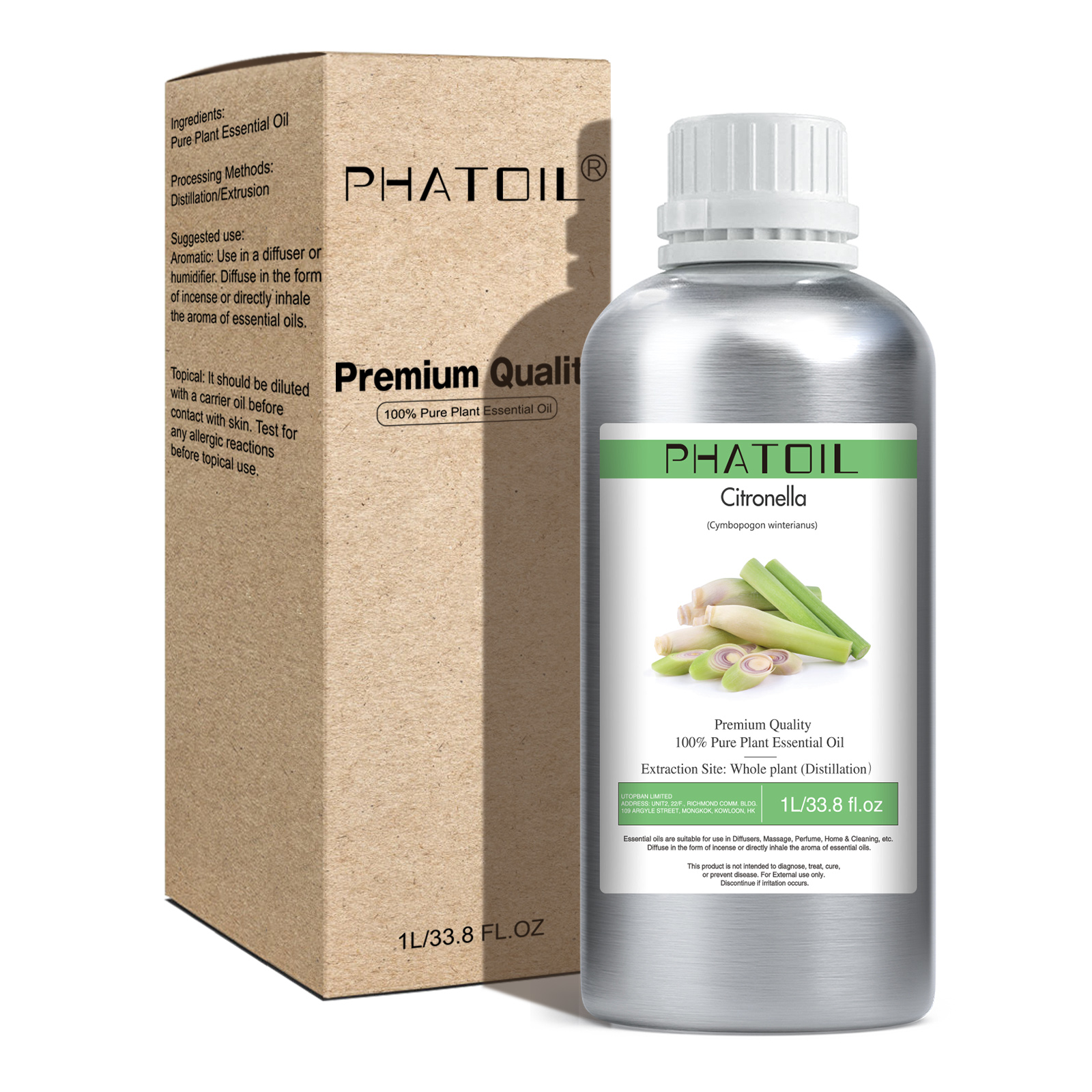 Phatoil 1L Citronella Essential Oil With Aluminium Bottle