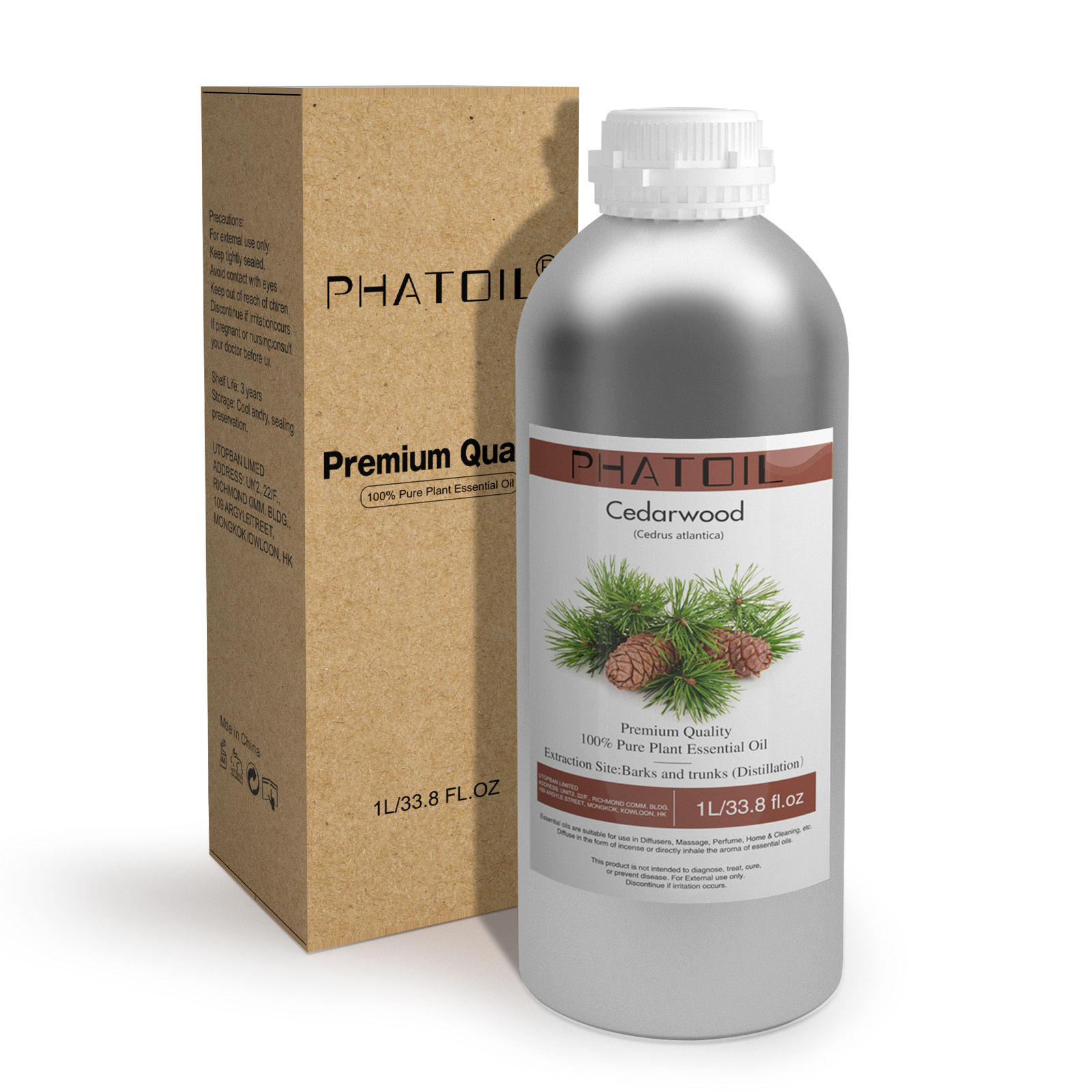 Phatoil 1L Cedarwood Essential Oil With Aluminium Bottle