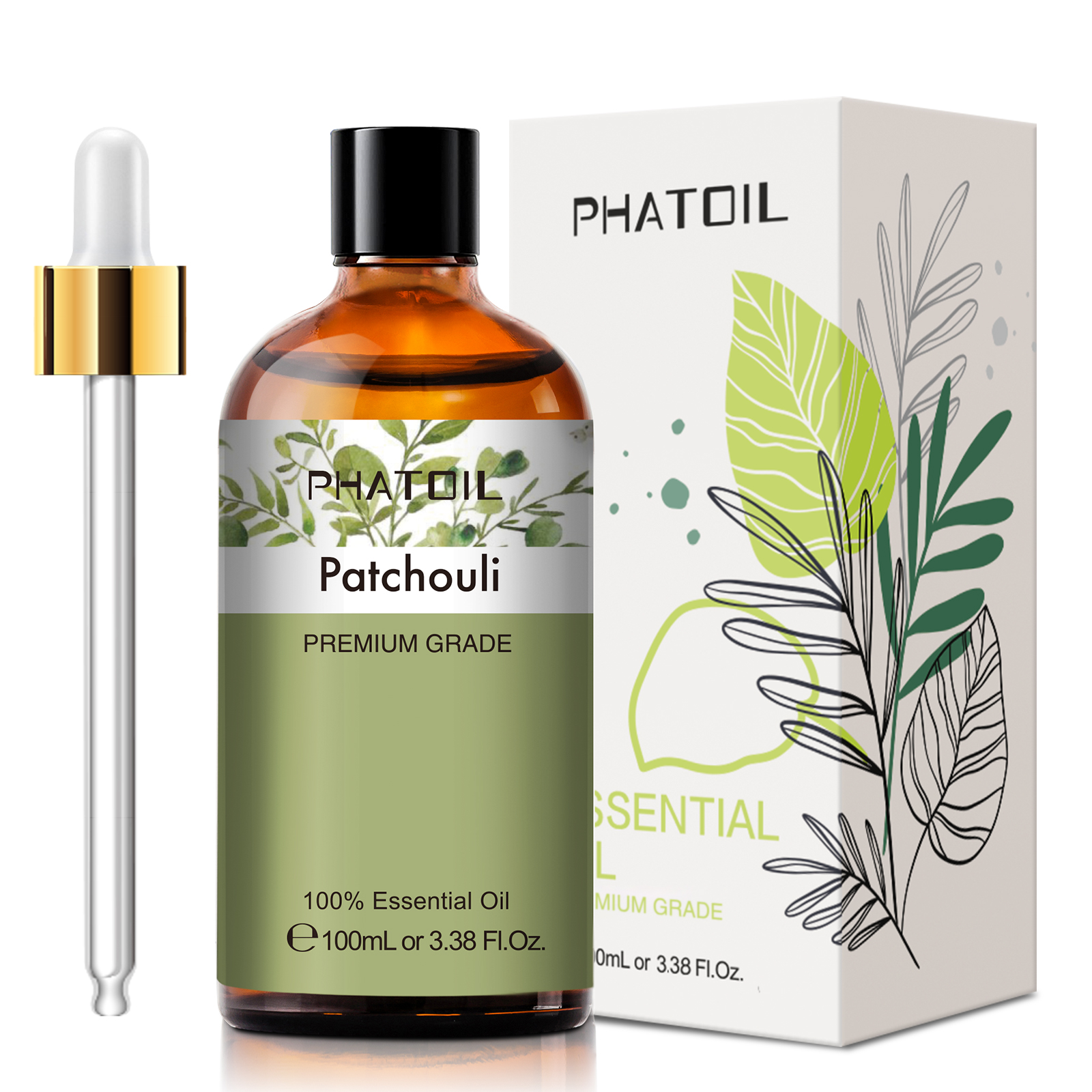 Phatoil 100ml Patchouli Essential Oil Pure Natural with Beautiful Gift Box