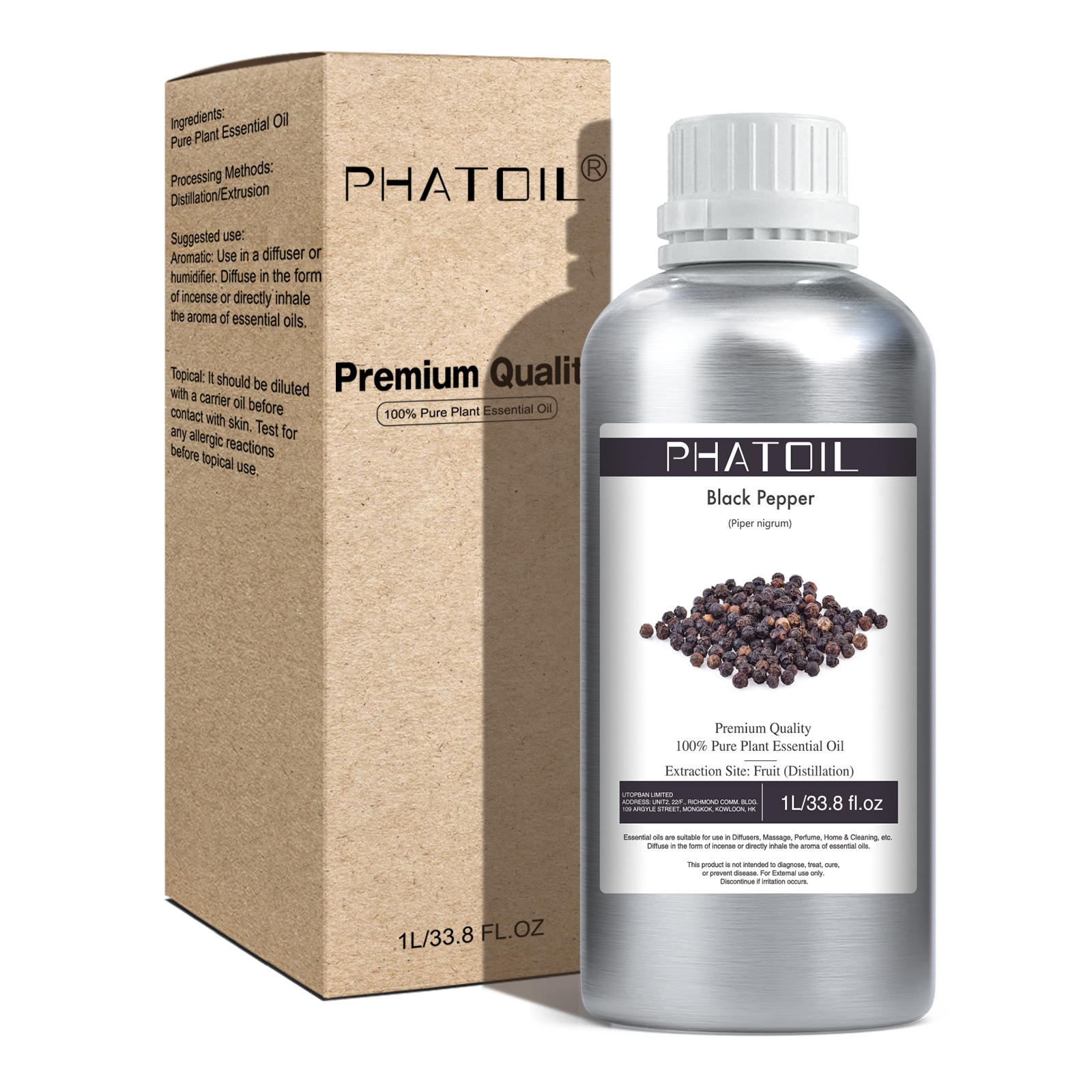 Phatoil 1L Black Pepper Essential Oil With Aluminium Bottle