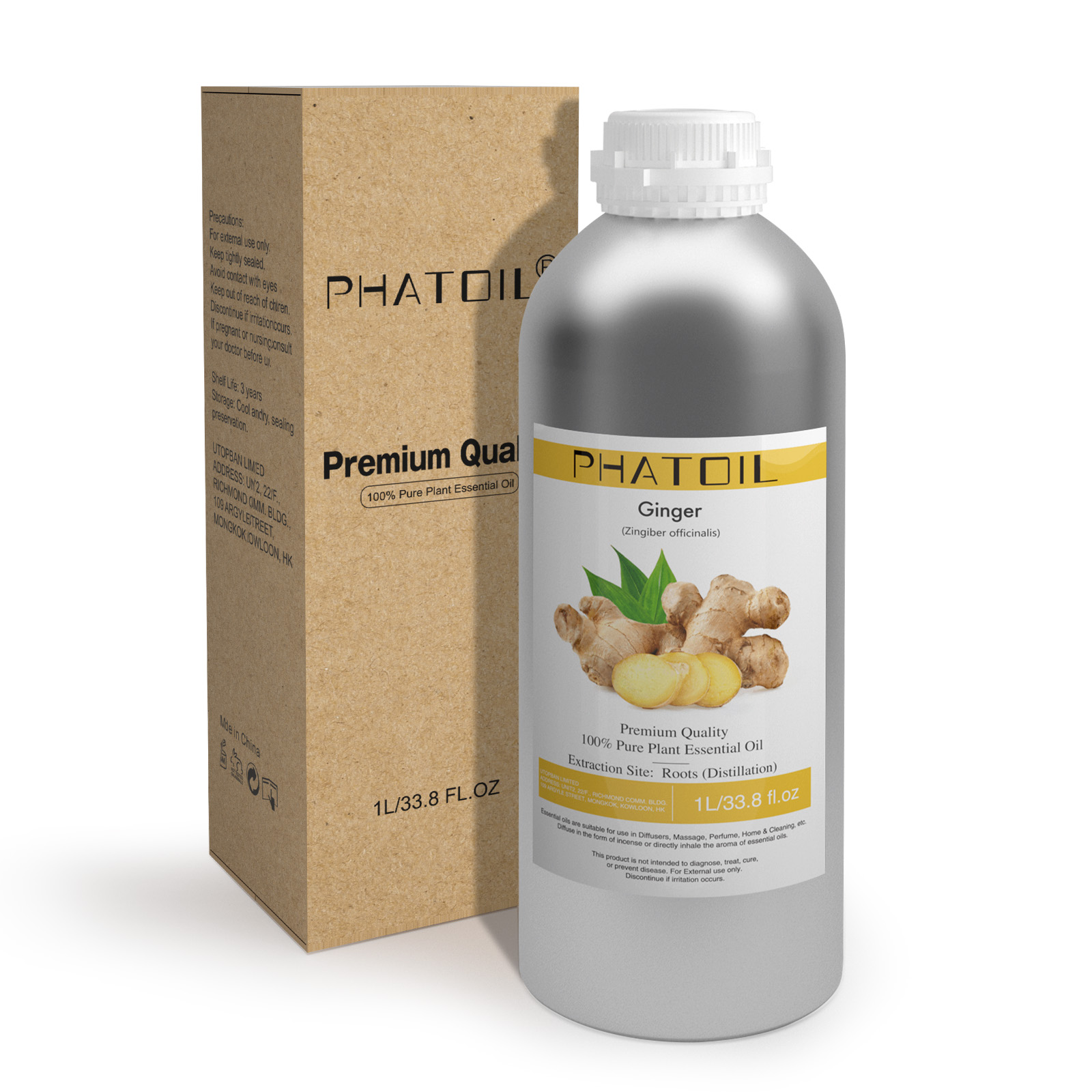 Phatoil 1L Ginger Essential Oil With Aluminium Bottle