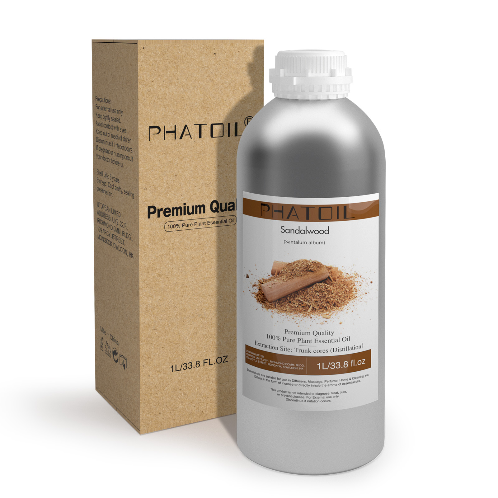 Phatoil 1L Sandalwood Essential Oil With Aluminium Bottle