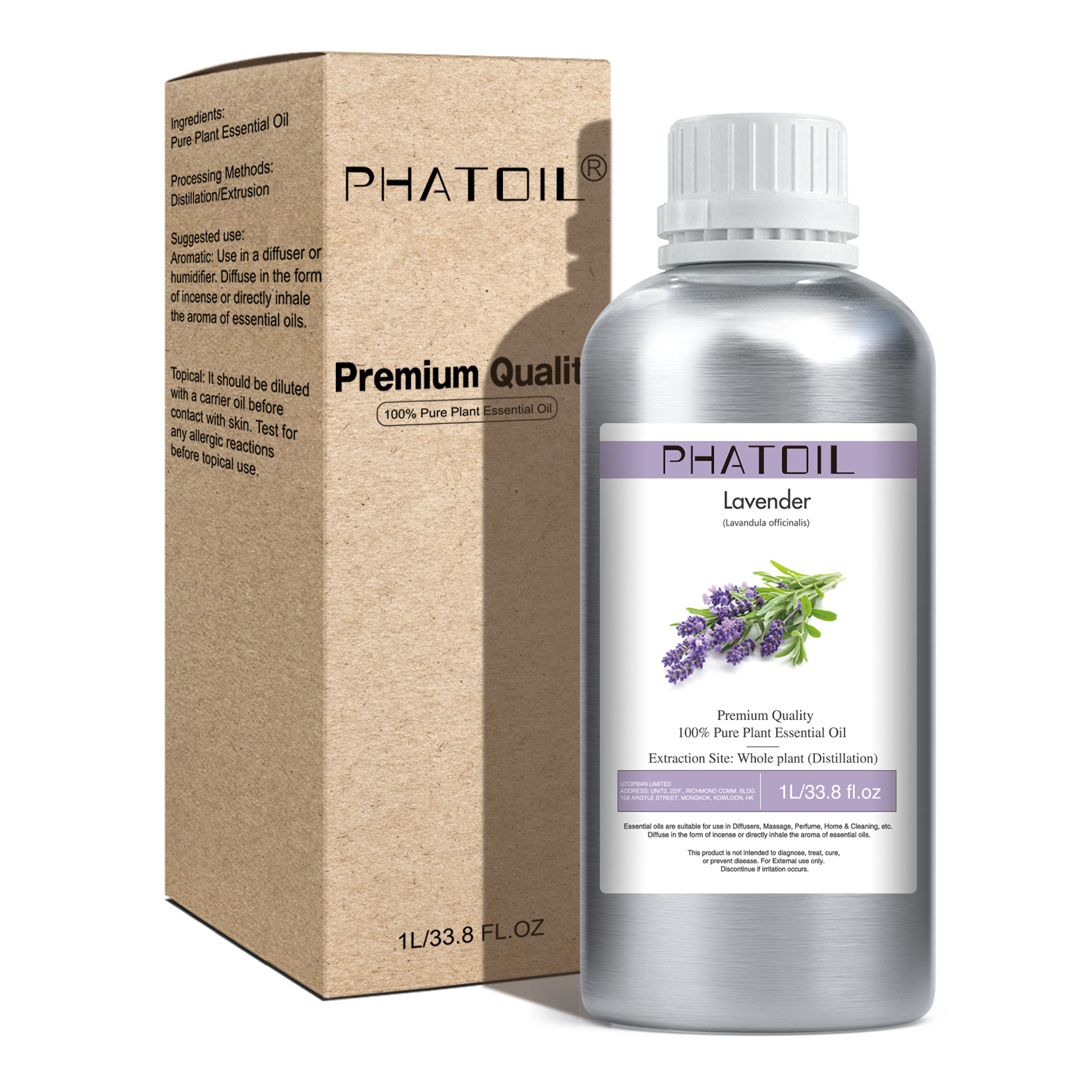 Phatoil 1000ml Lavender Essential Oil Pure Natural with Beautiful Gift Box