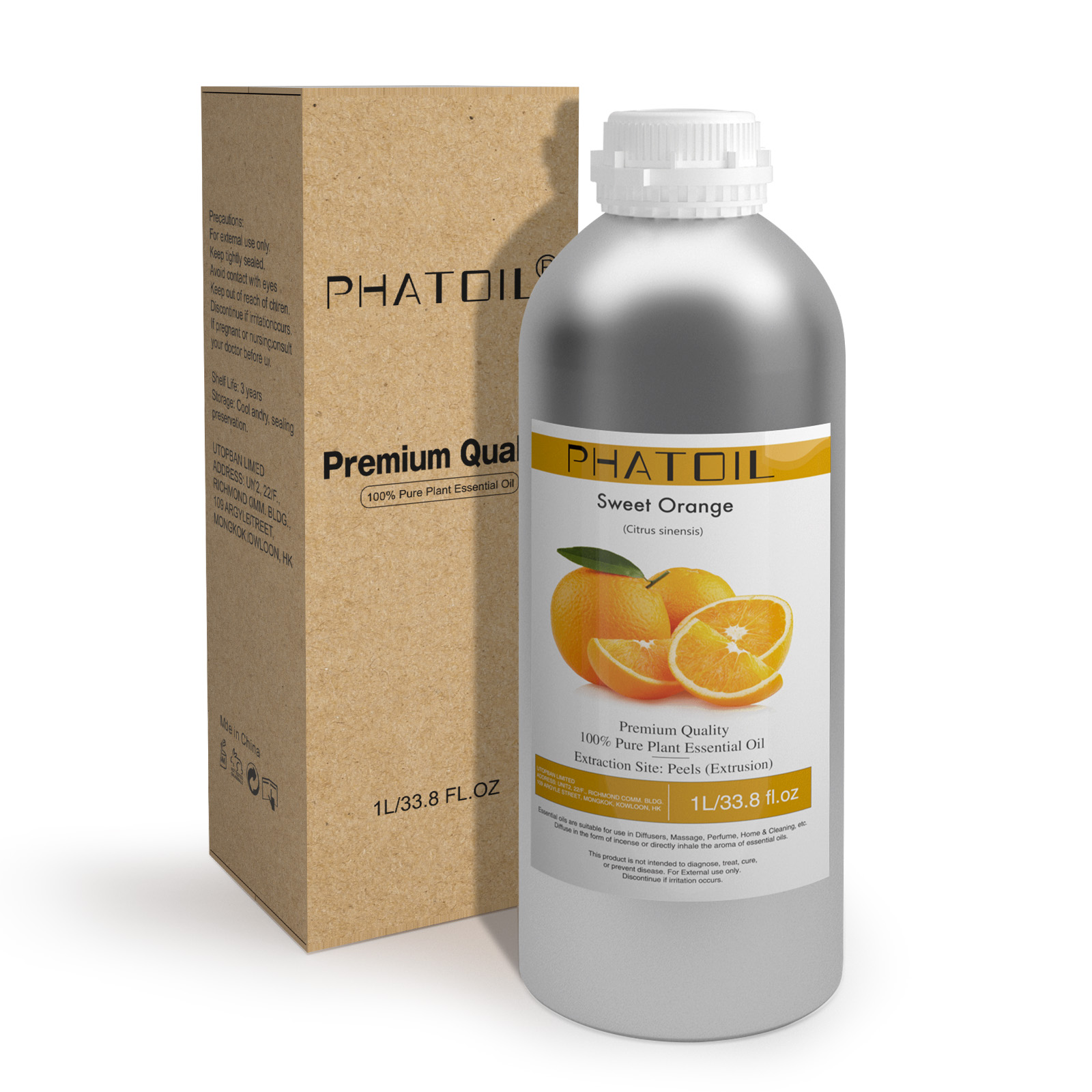 Phatoil 1L Sweet Orange Essential Oil With Aluminium Bottle
