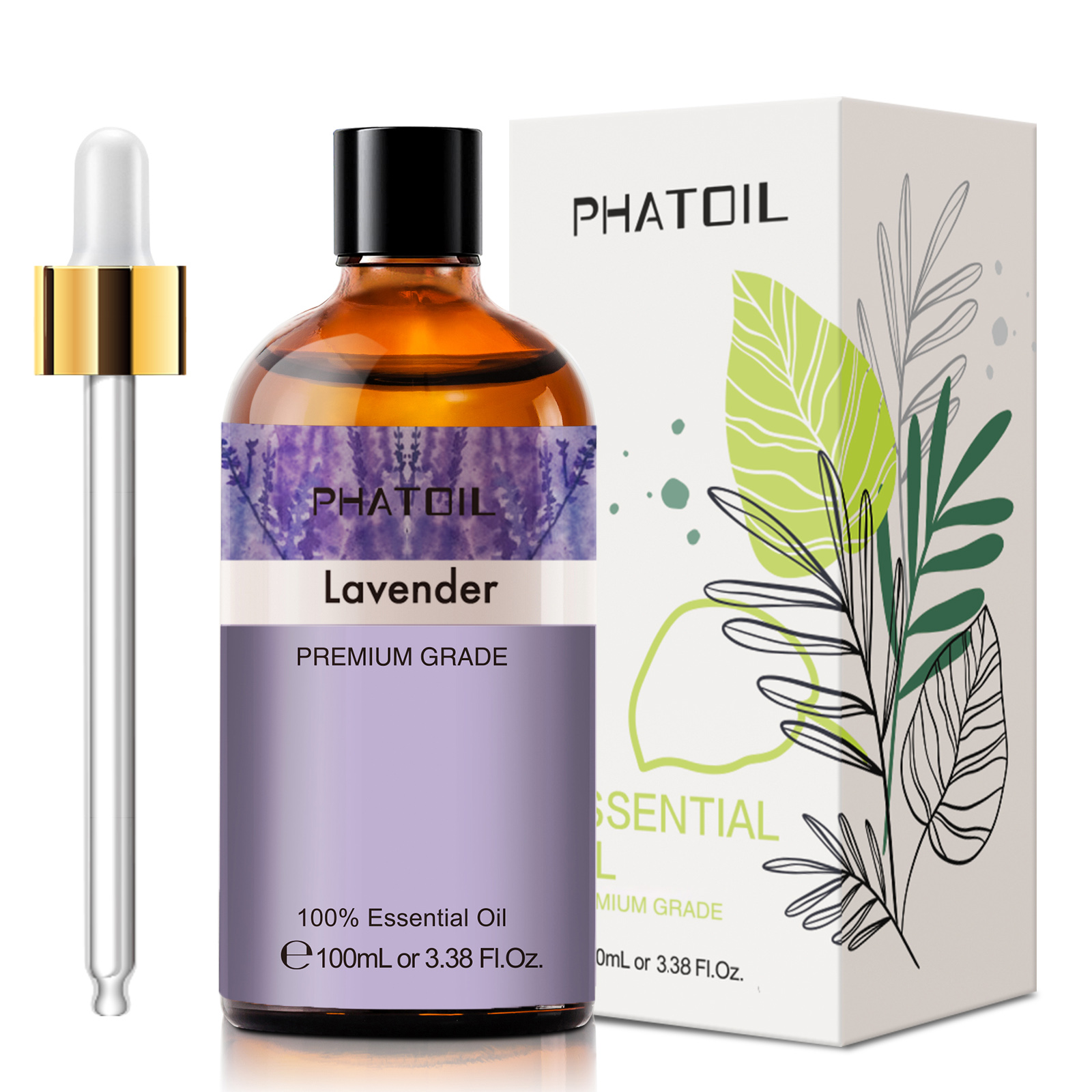 Phatoil 100ml Lavender Essential Oil Pure Natural with Beautiful Gift Box