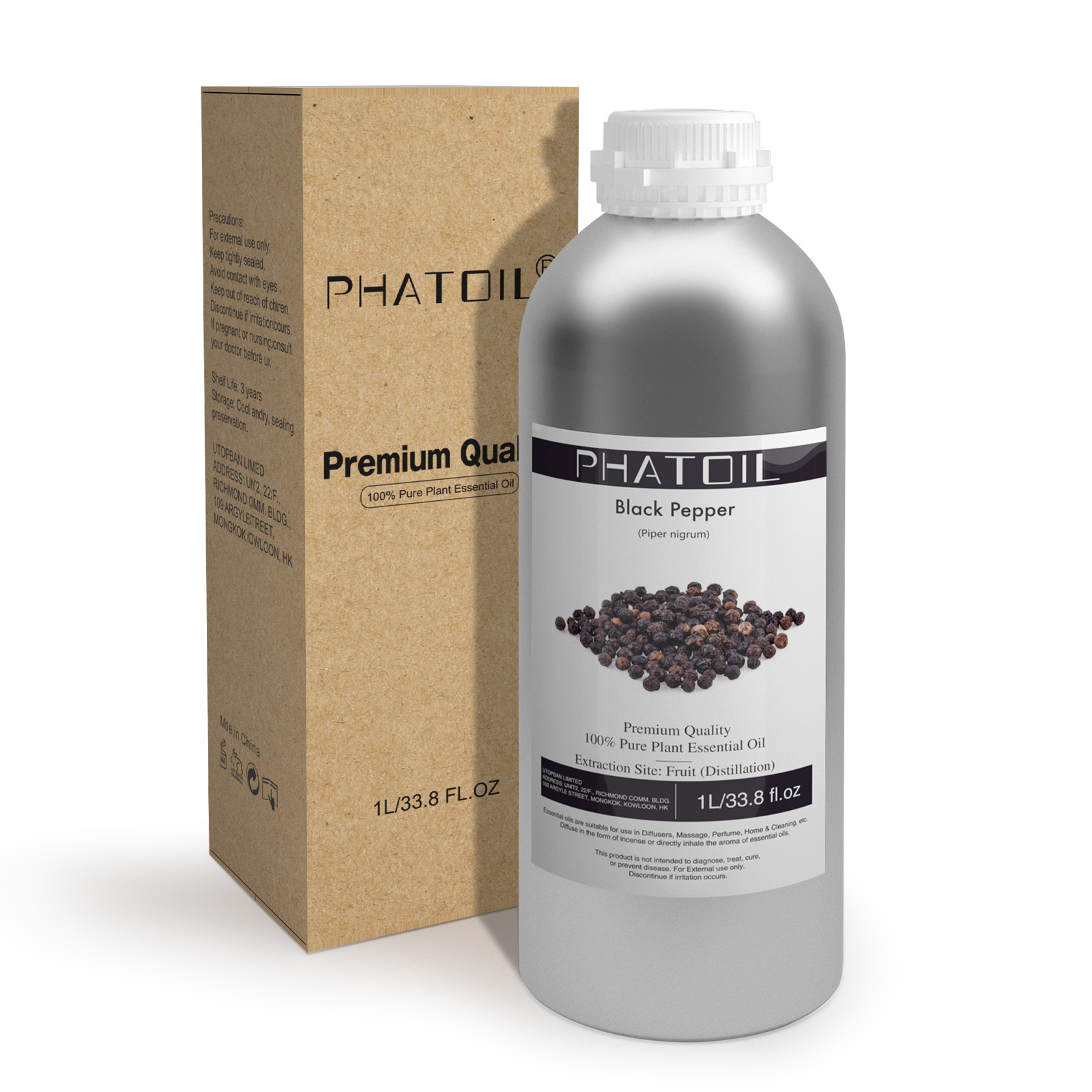 Phatoil 1L Black Pepper Essential Oil With Aluminium Bottle