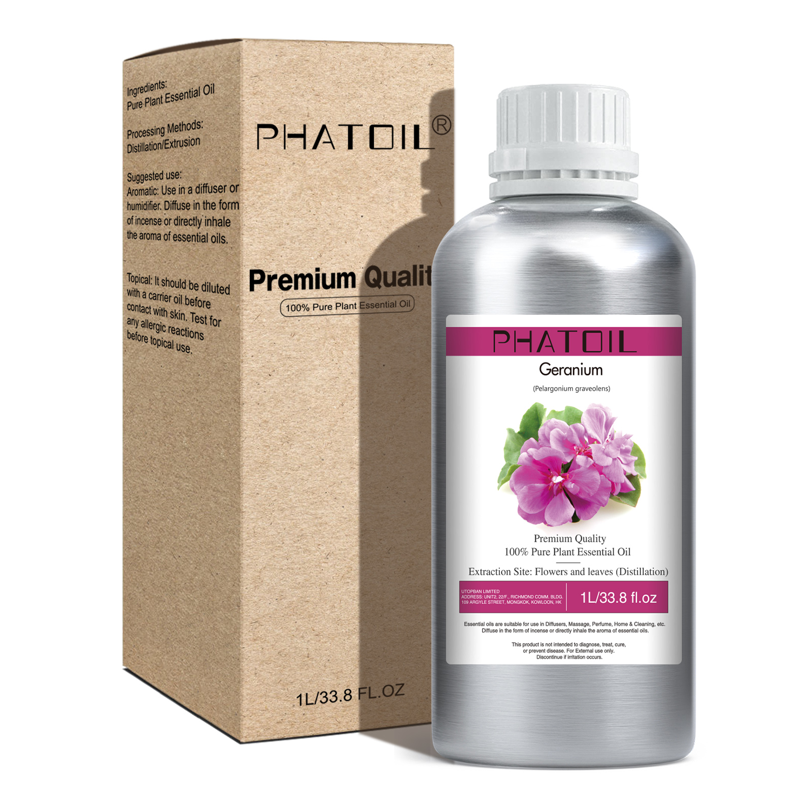 Phatoil 1L Geranium Essential Oil With Aluminium Bottle
