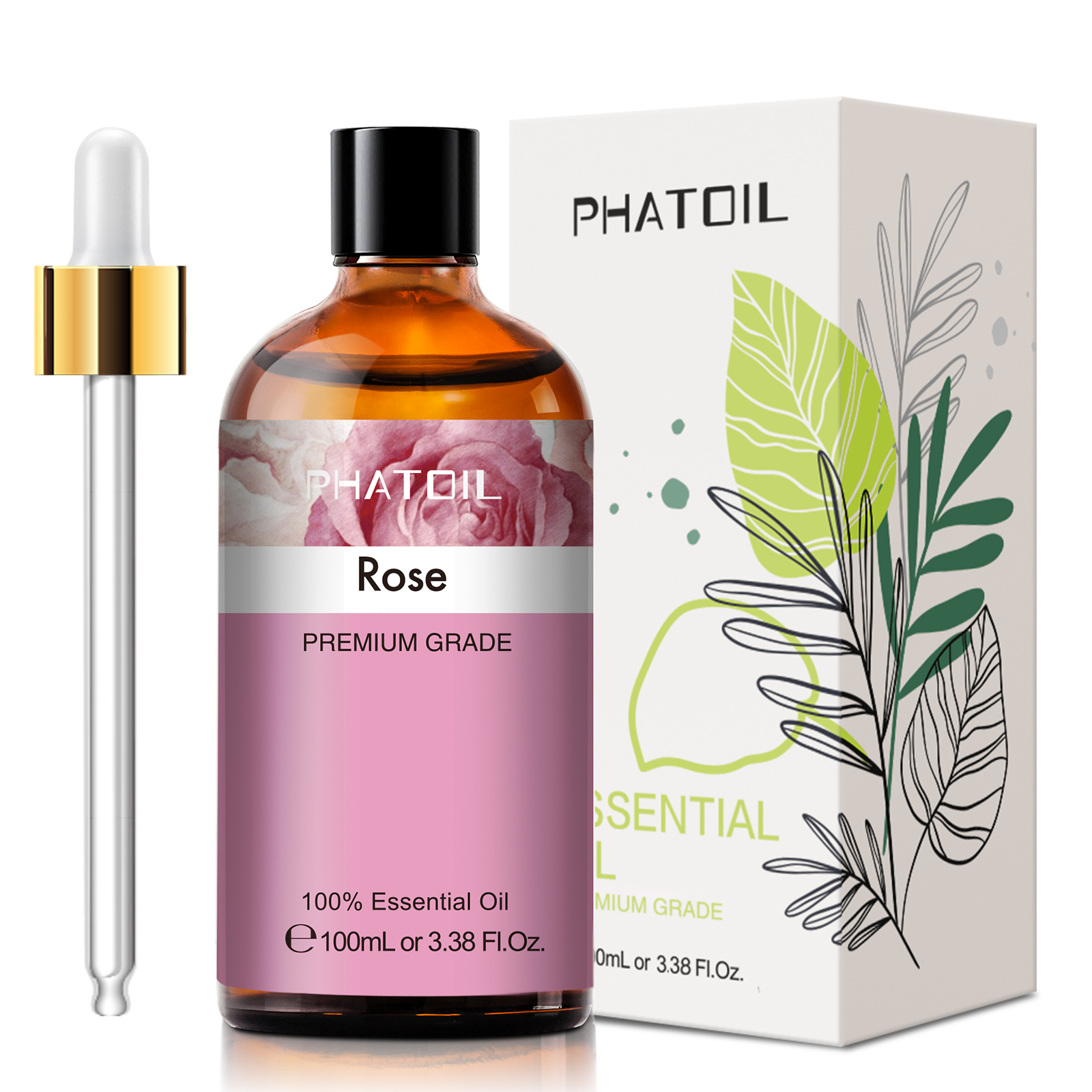 Phatoil 100ml Rose Essential Oil Pure Natural with Beautiful Gift Box
