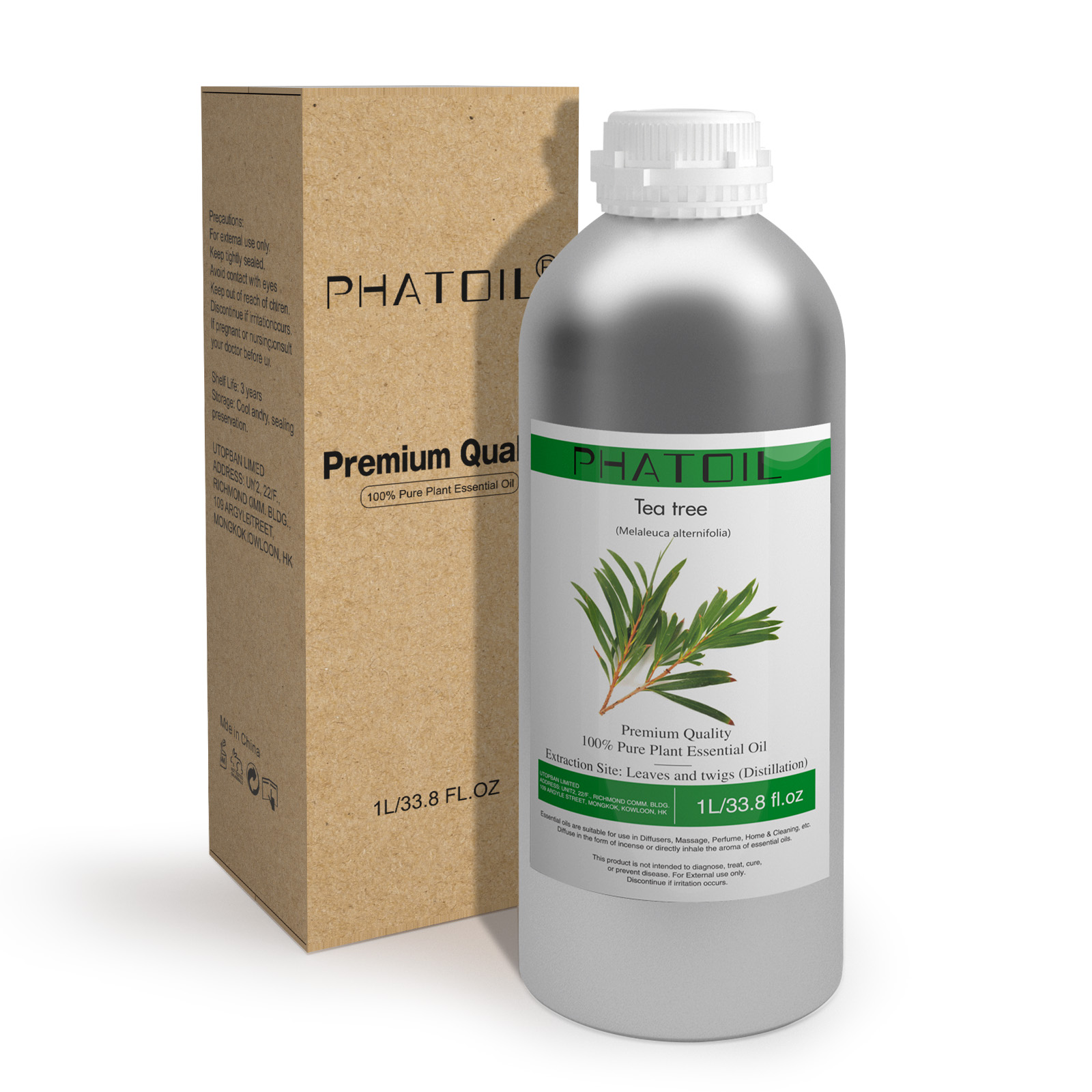 Phatoil 1L Tea Tree Essential Oil With Aluminium Bottle