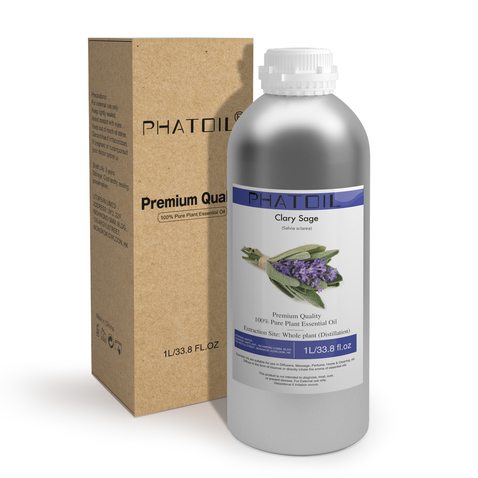 Phatoil 1L Clary Sage Oil With Aluminium Bottle