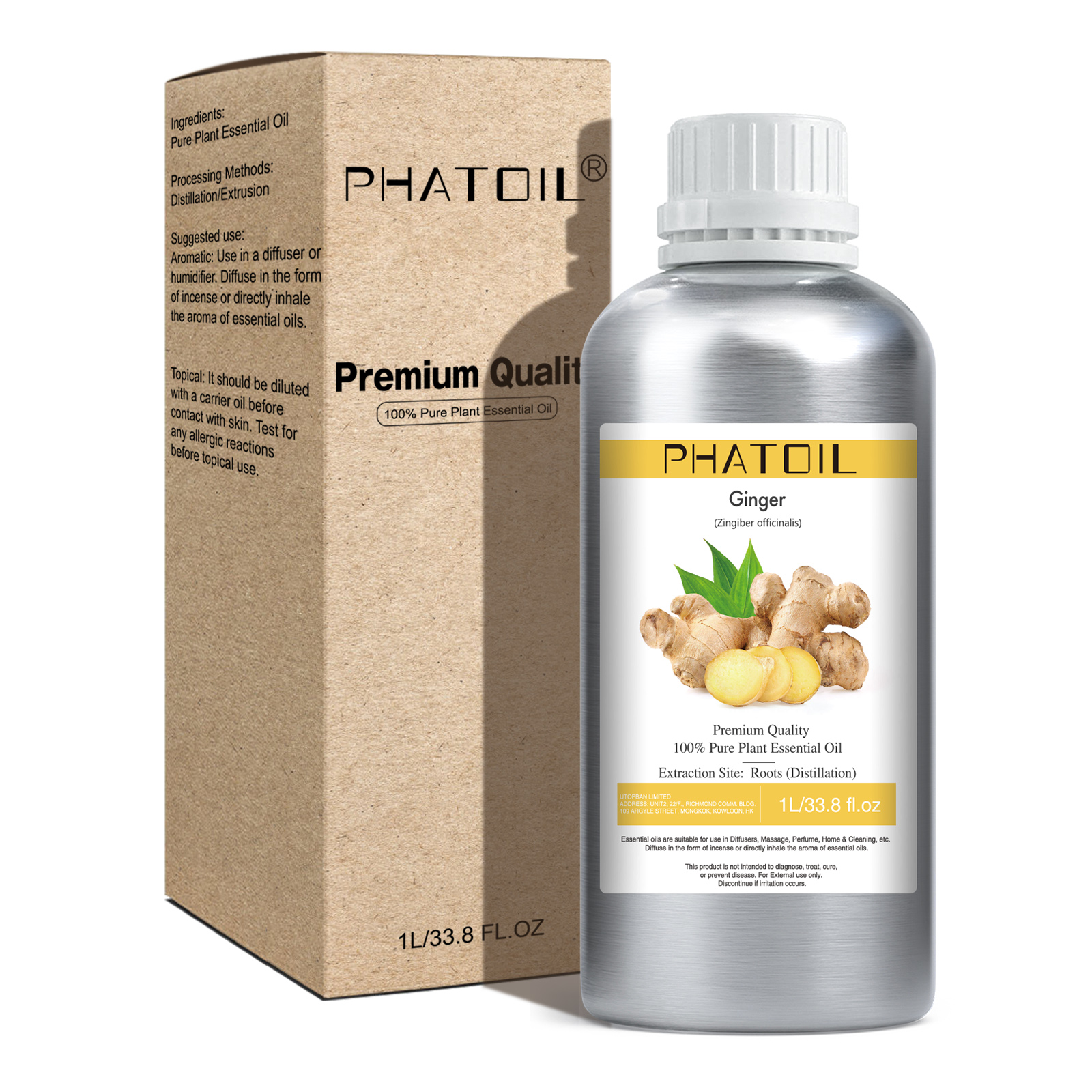 Phatoil 1L Ginger Essential Oil With Aluminium Bottle