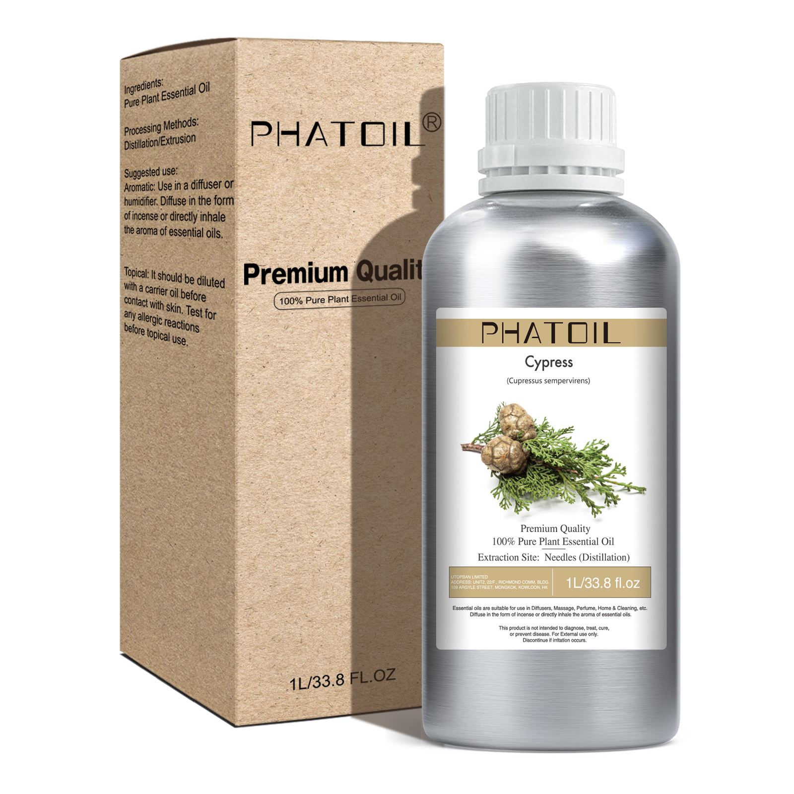 Phatoil 1L Cypress Essential Oil With Aluminium Bottle
