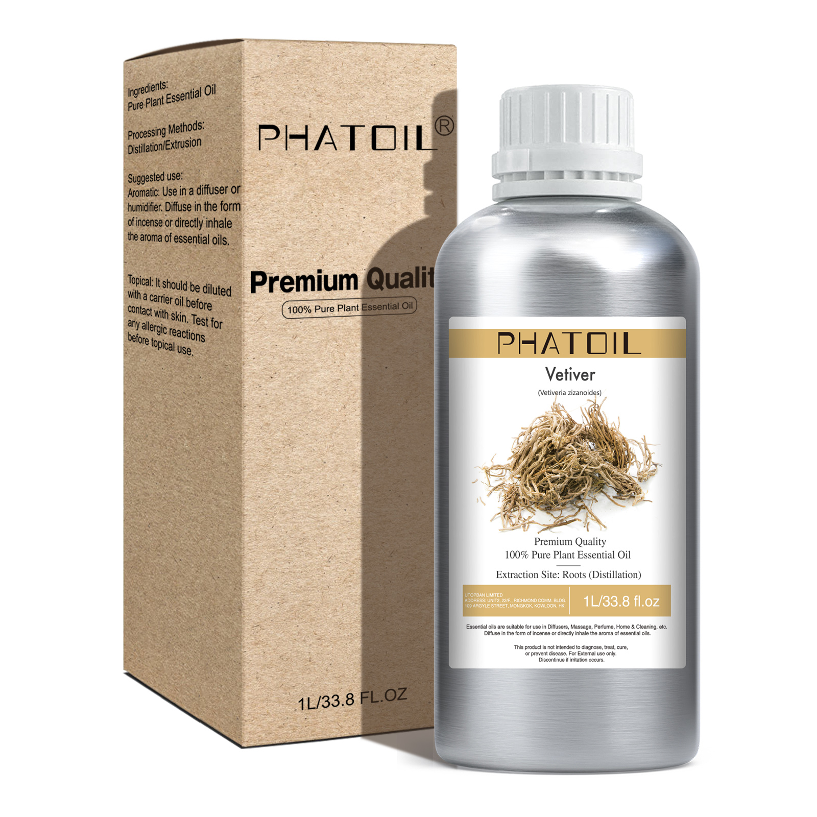 Phatoil 1L Vetiver Essential Oil With Aluminium Bottle