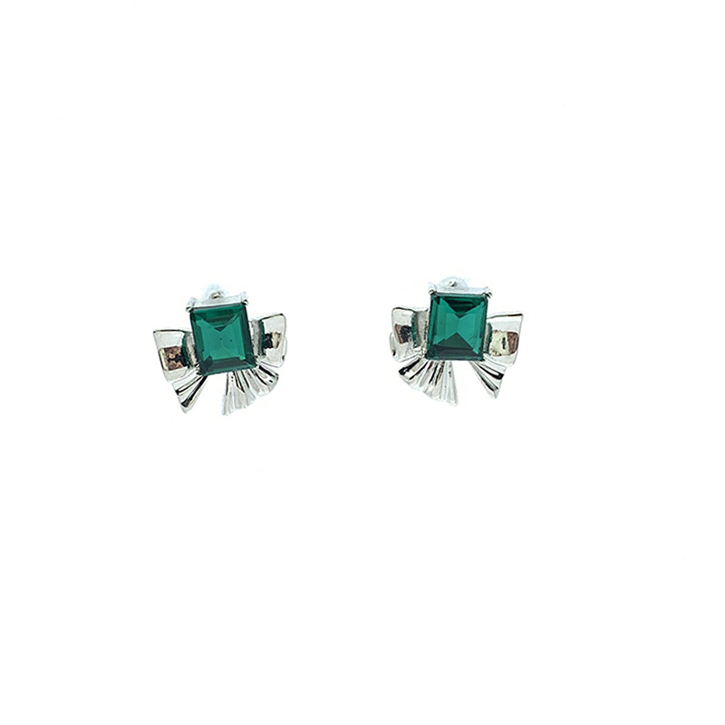 Bling Runway Petite Emerald Bow Stud Earrings-BilngRunway