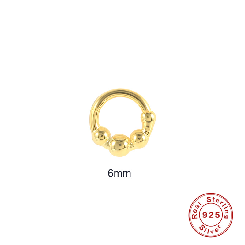 Gold Shiny Beads S925 Sterling Silver Nose Ring-BlingRunway