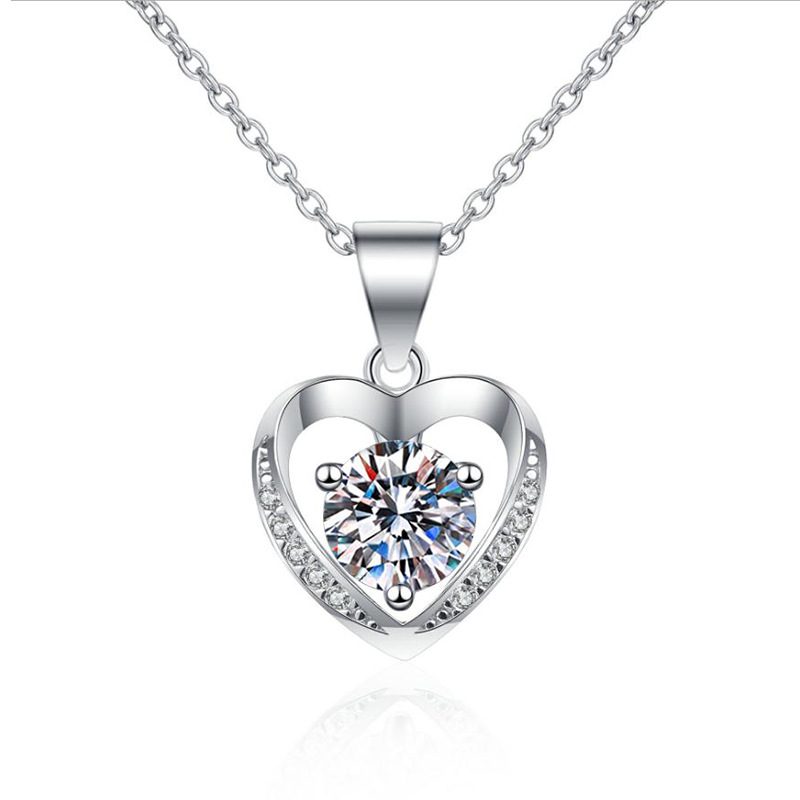 Heart Pendant S925 Sterling Silver Necklace-BilngRunway