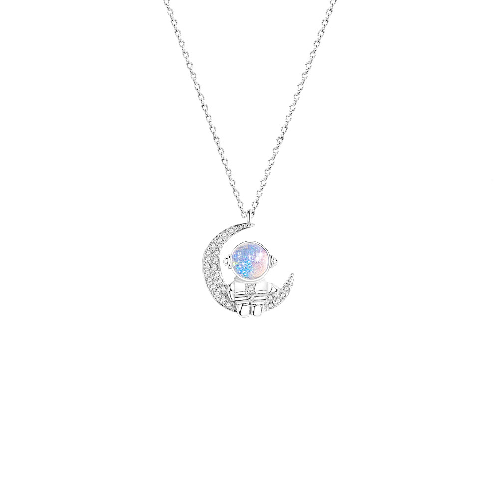 Aurora Collection Astronaut Pendant S925 Sterling Silver Necklace-BlingRunway