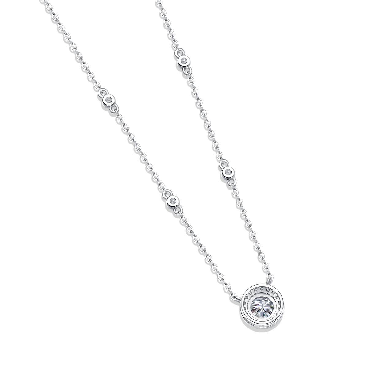 Classic Round Pendant S925 Sterling Silver Necklace-BilngRunway
