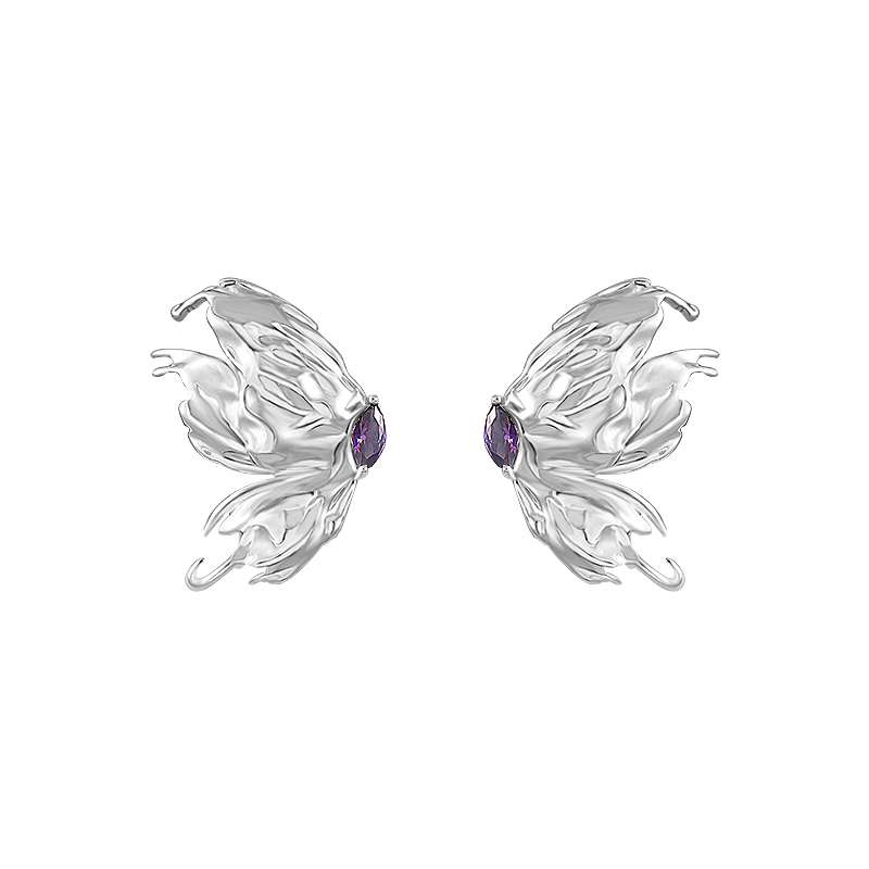 Bling Runway Flying metallic butterfly zircon earrings-BlingRunway
