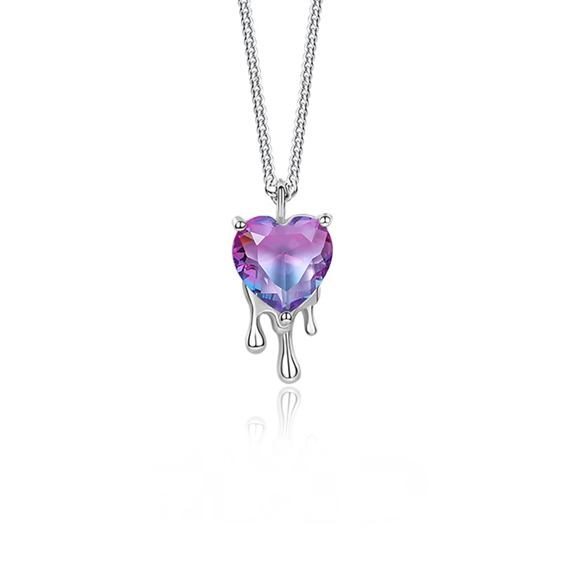 Lava Heart Zircon S925 Sterling Silver Necklace-BlingRunway