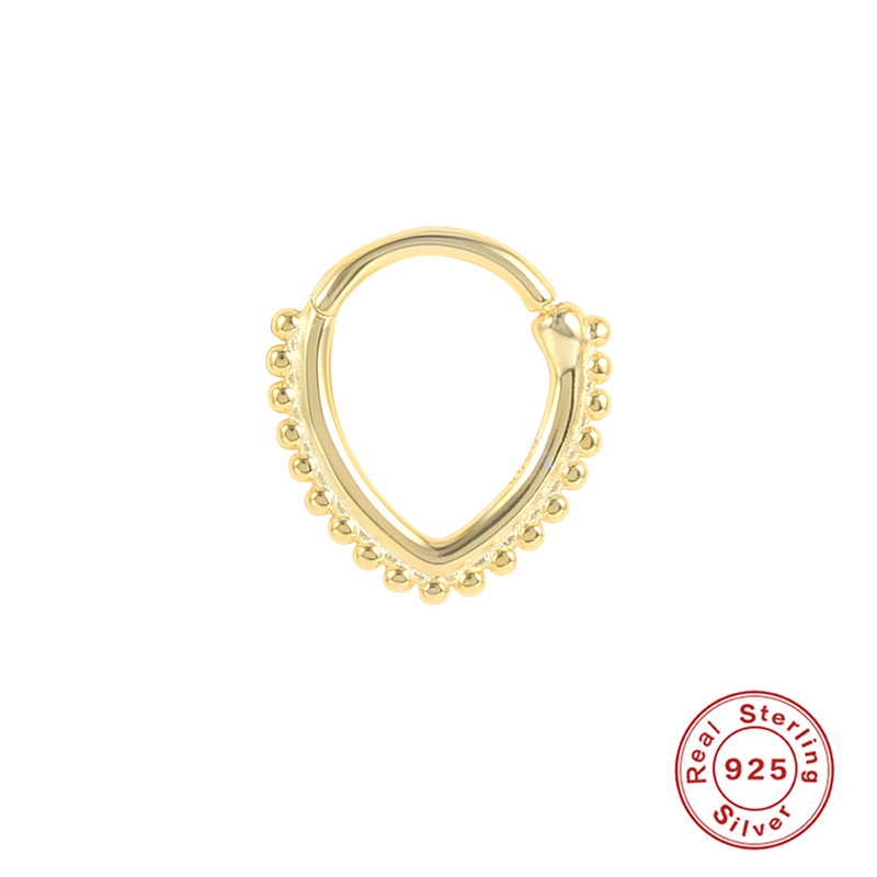 Egg Bead Design Gold Plated Sterling Silver Nose Ring-BlingRunway