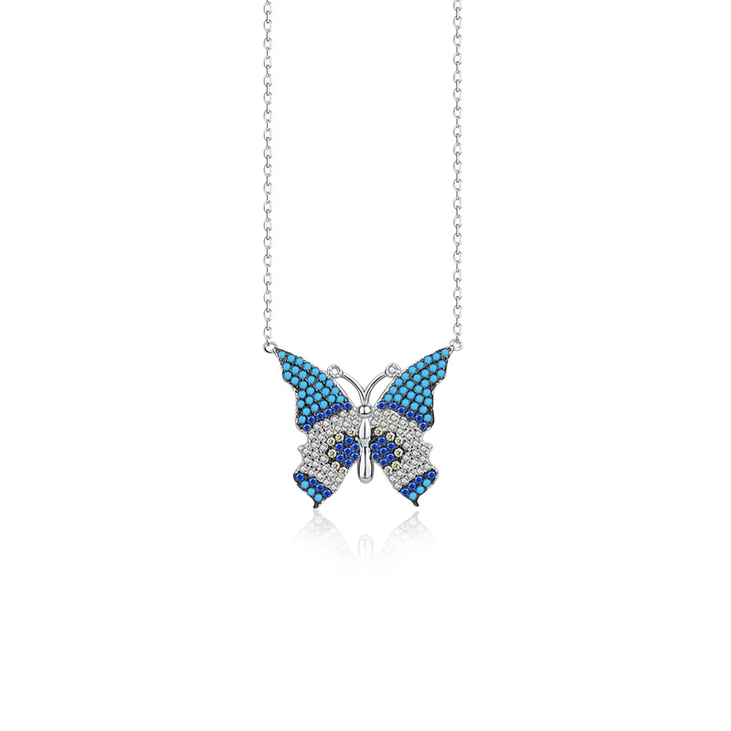 "Kaleidoscope Butterfly" Handmade S925 Sterling Silver Necklace