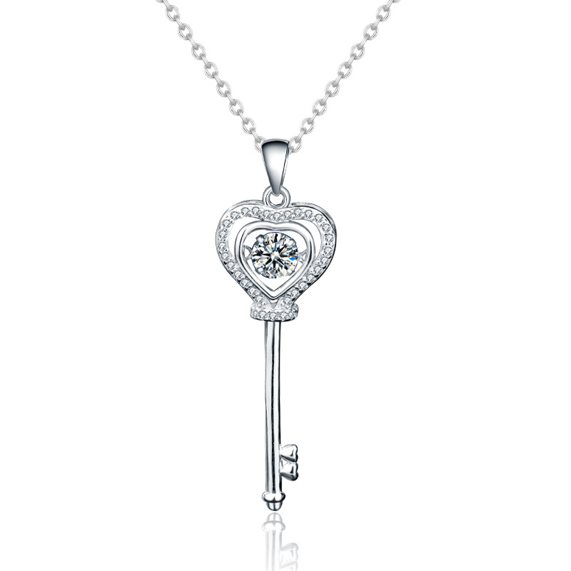 Heart Series Key Pendant S925 Silver Necklace-BlingRunway