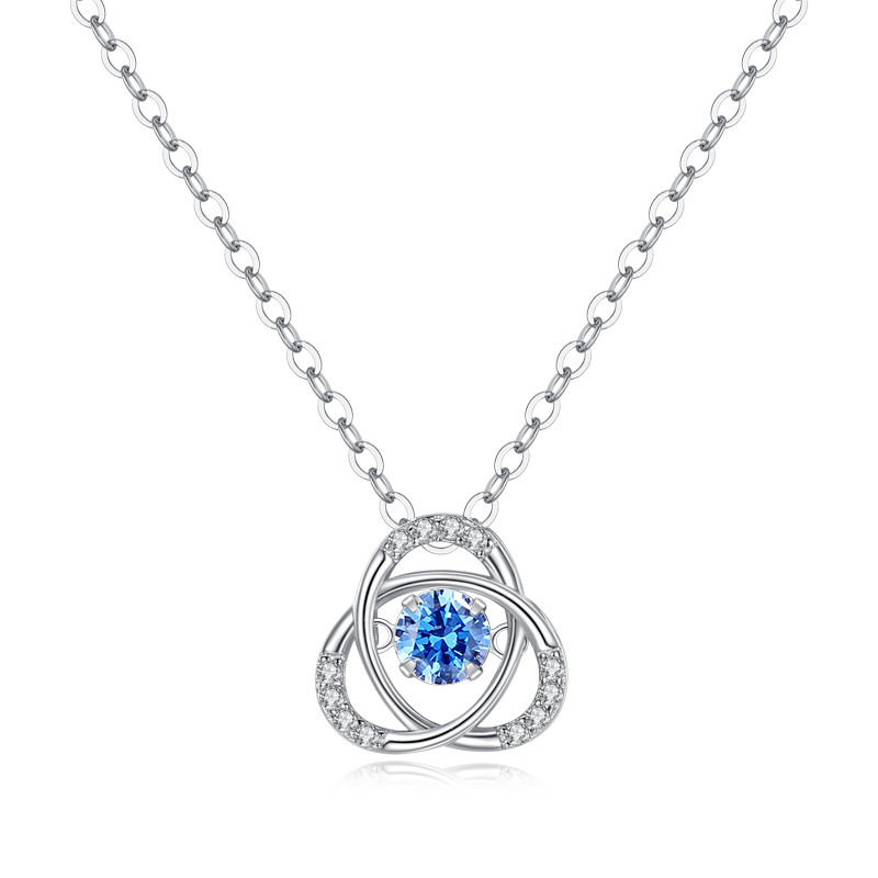 Blue Clover Pendant S925 Sterling Silver Necklace-BilngRunway