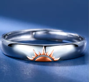 "Sun and Moon" S925 Sterling Silver Couple Ring-BilngRunway