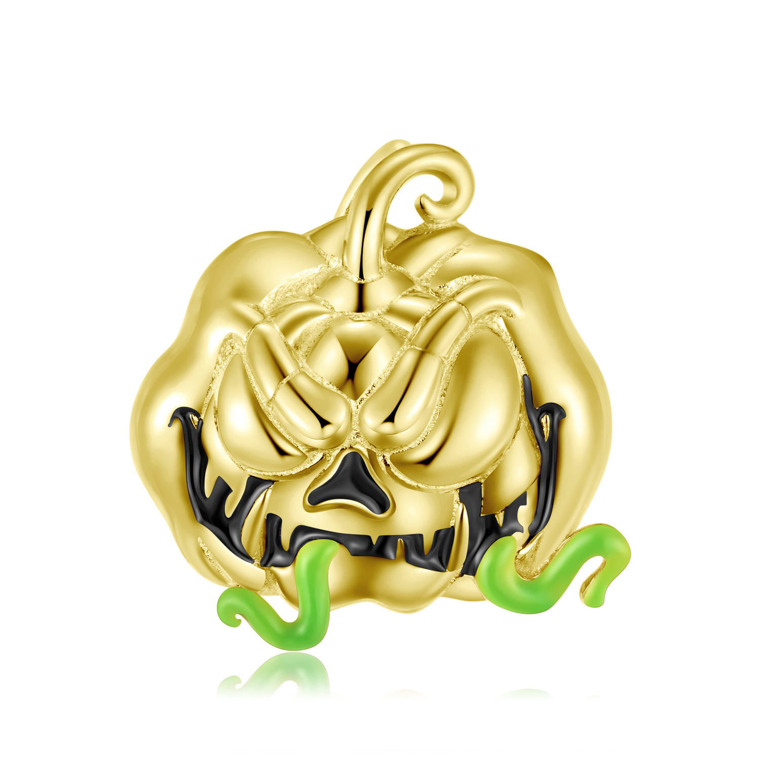 Halloween Collection Gold Plated Evil Pumpkin S926 Sterling Silver Necklace-BilngRunway