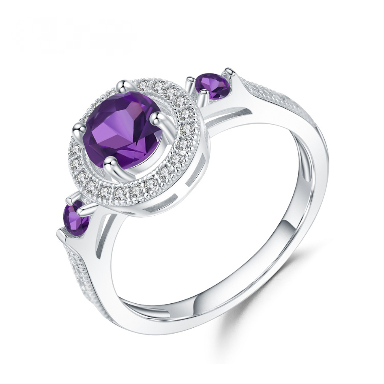High-end Inlaid S925 Silver Natural Amethyst Ring-BlingRunway