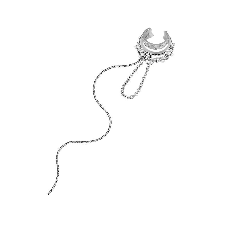 Bling Runway C-shaped pearl long tassel ear clips