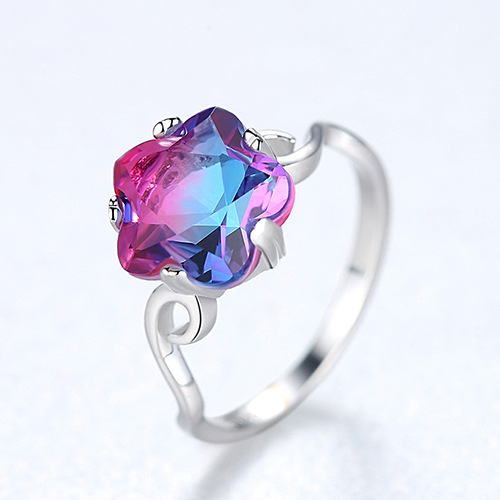 Luxury Rainbow Stone Flower Handmade Series S925 Sterling Silver Ring-BlingRunway