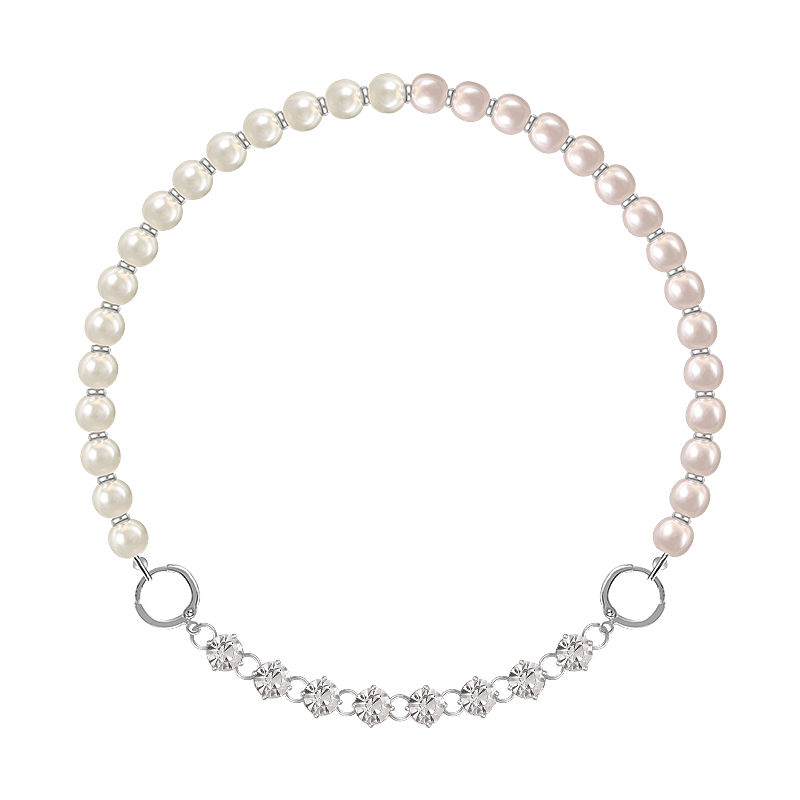 Basic Pearl Zircon Half Pearl Half Chain Necklace-BilngRunway