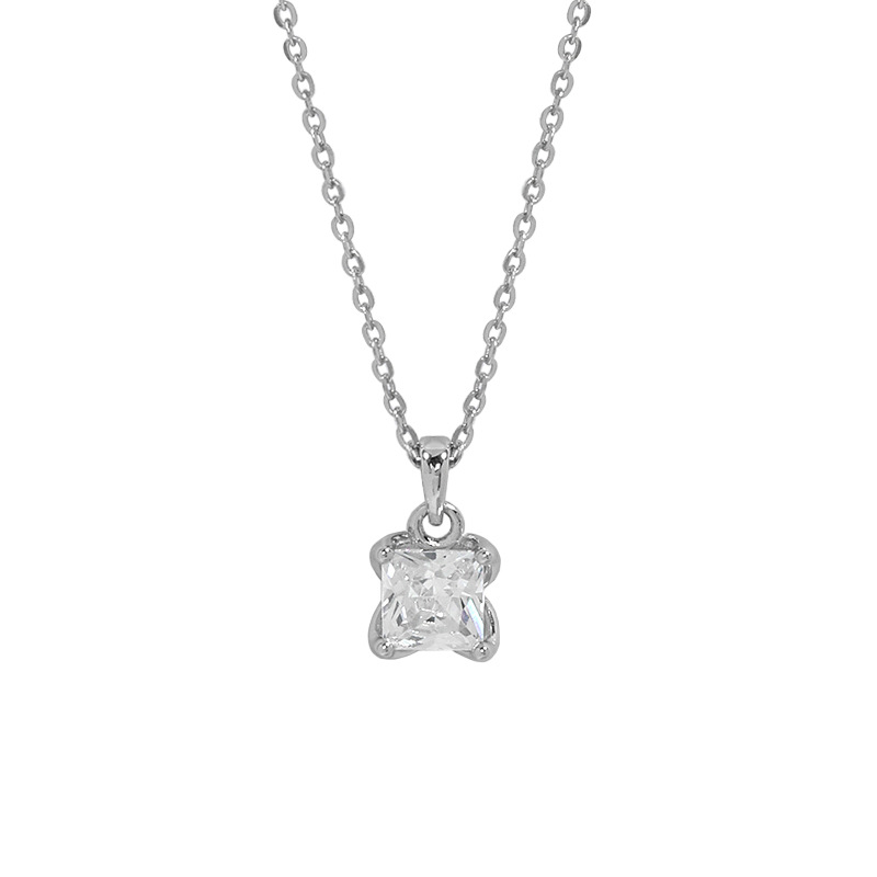 Four Claw Square Pendant S925 Sterling Silver Necklace-BlingRunway