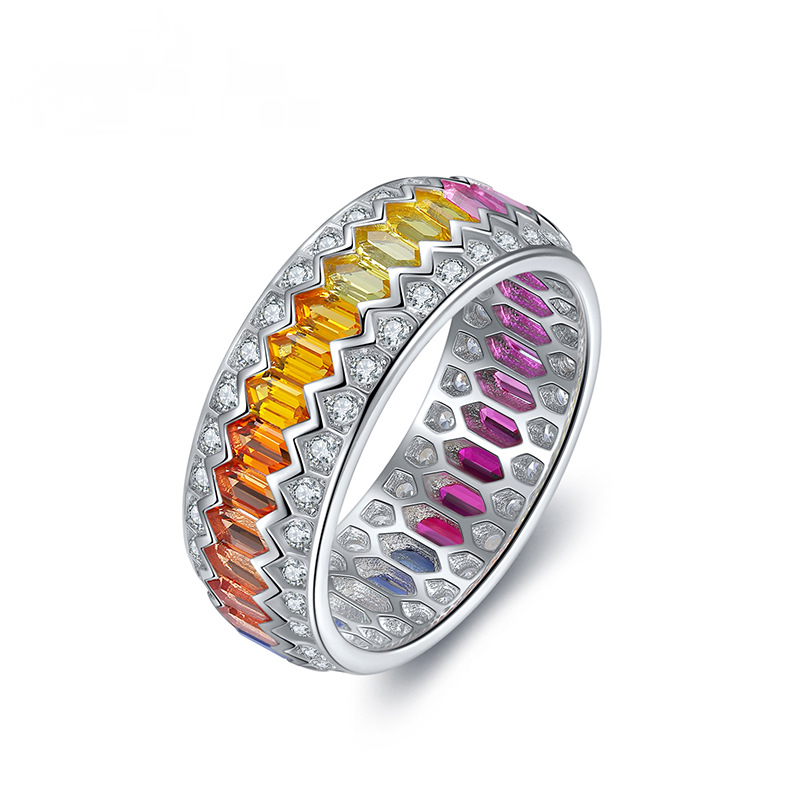 Rainbow Ring S925 Inlaid Natural Gemstone Ring-BlingRunway