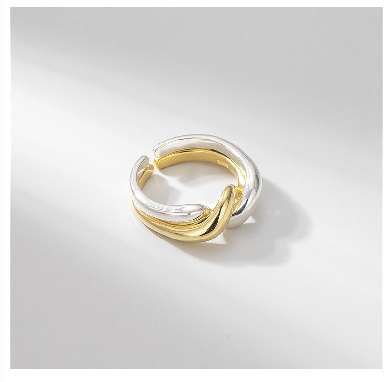 "Interwoven Gold and Silver" S925 Sterling Silver Combination Ring-BilngRunway