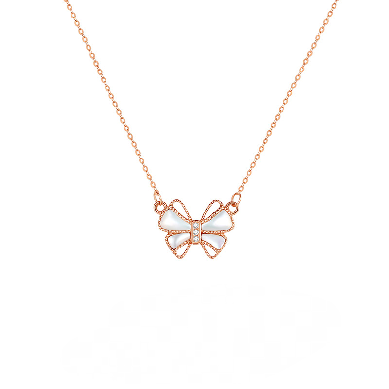 Handmade Collection Delicate Bow Knot 18K Gold Necklace-BlingRunway