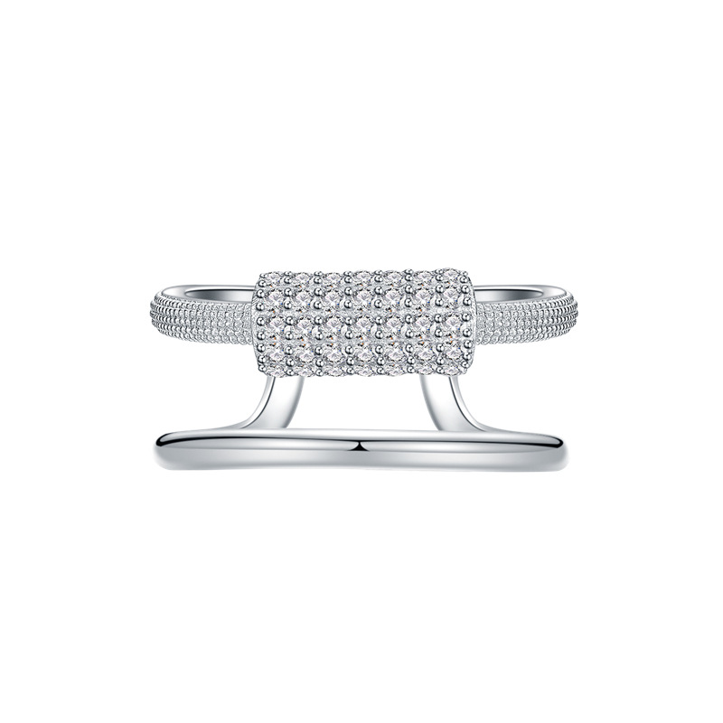 Double Stitched Micro-set Zircon Handmade Series S925 Sterling Silver Ring-BlingRunway