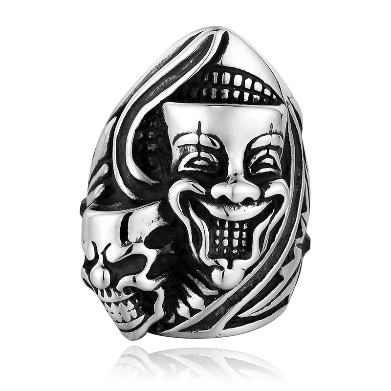 Men's Skull and Joker Titanium Steel Ring-BlingRunway