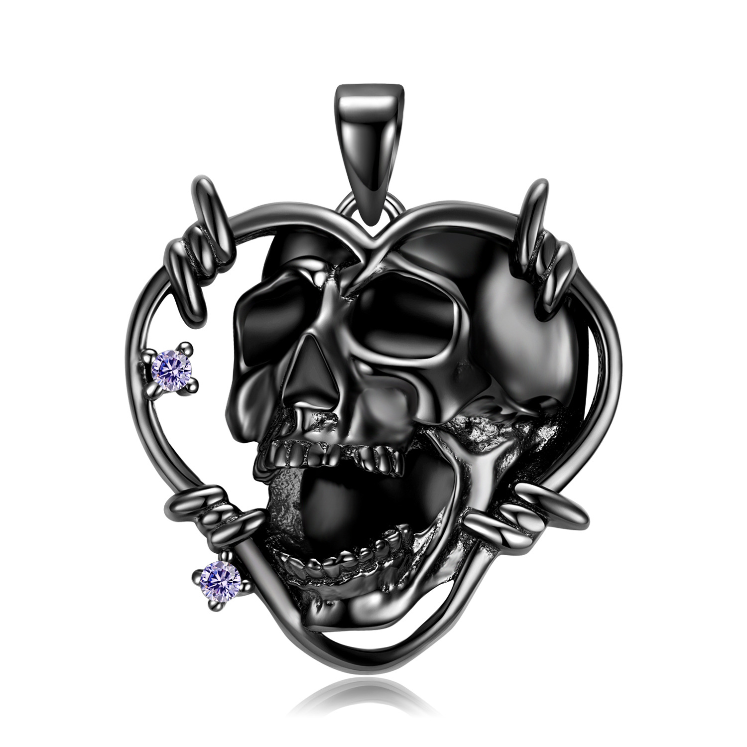 Halloween series screaming skull S925 silver necklace