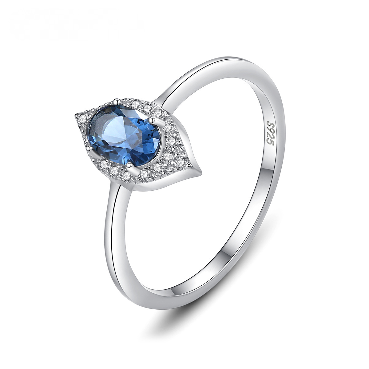 Sapphire Eye Handmade Silver Ring-BilngRunway