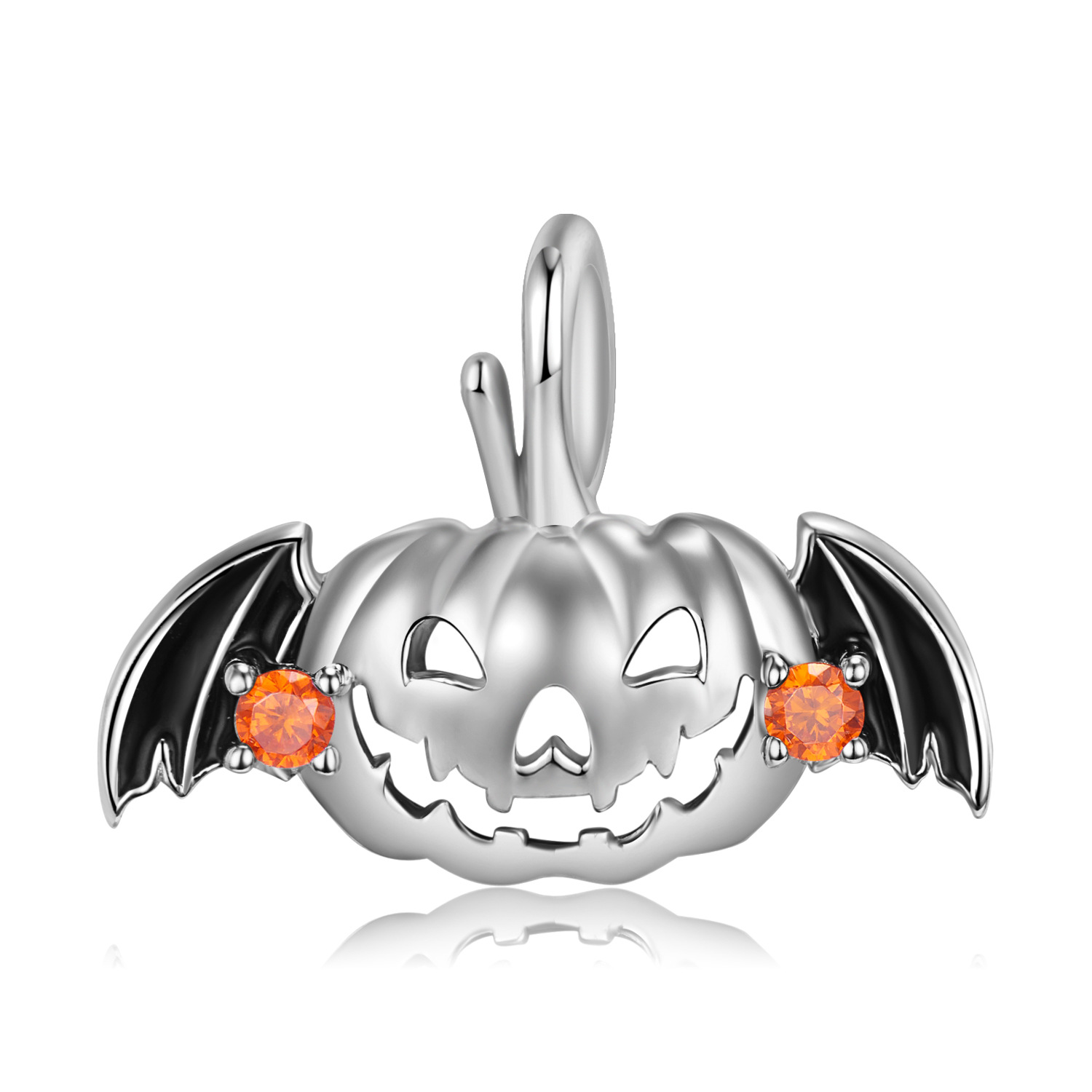 Halloween Collection Flying Pumpkin S925 Sterling Silver Necklace-BlingRunway