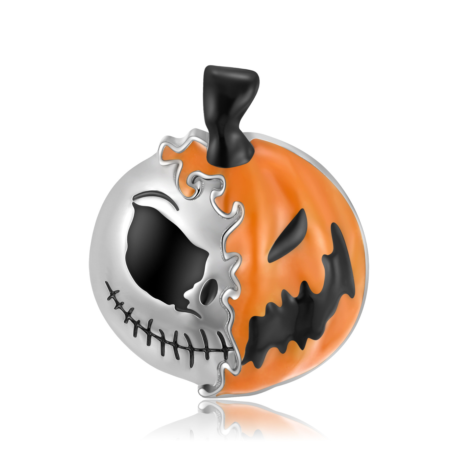 Halloween Series Pumpkin Skull S925 Sterling Silver Necklace-BlingRunway