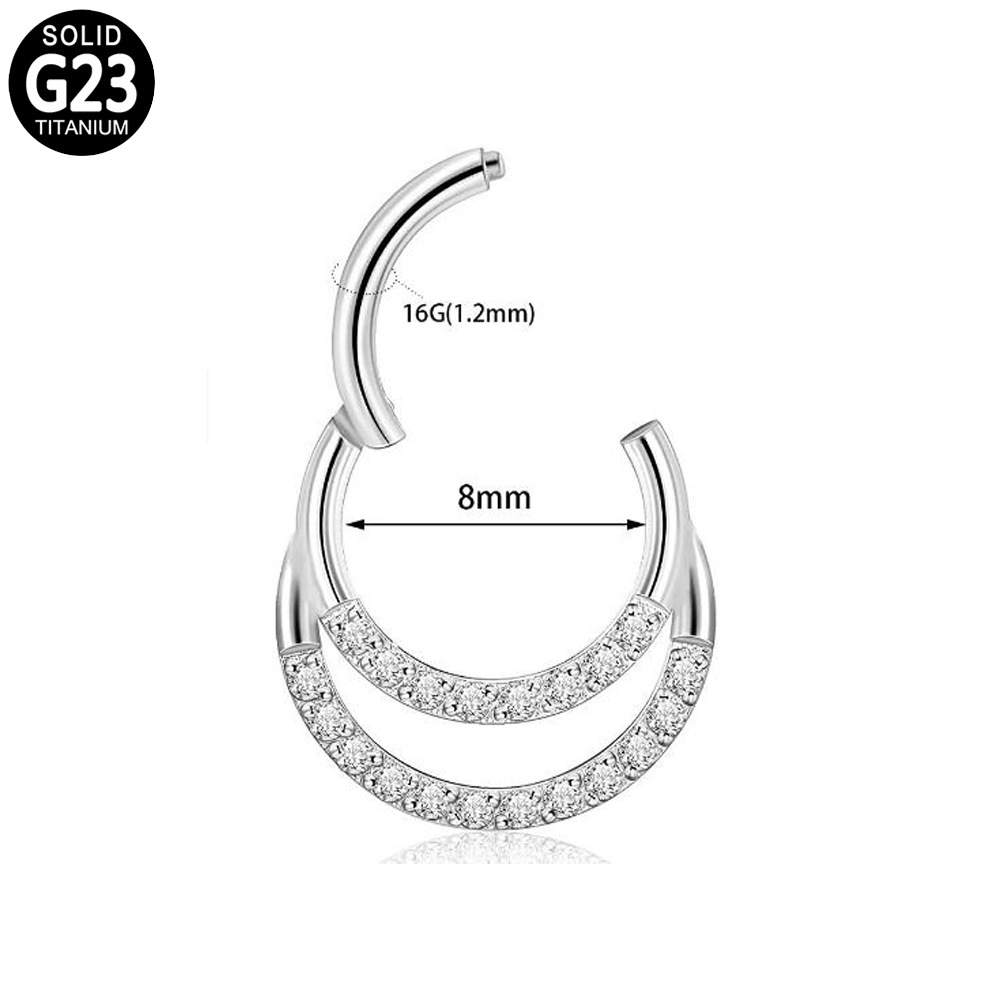 G23 Titanium Double Circle Zircon Nose Ring-BlingRunway