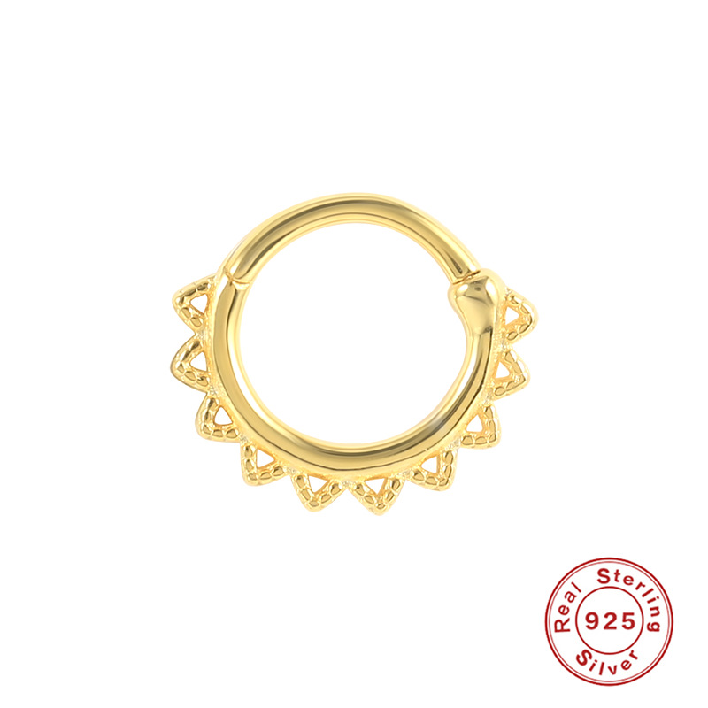 Gold Plated Cutout Triangle S925 Sterling Silver Nose Ring-BlingRunway