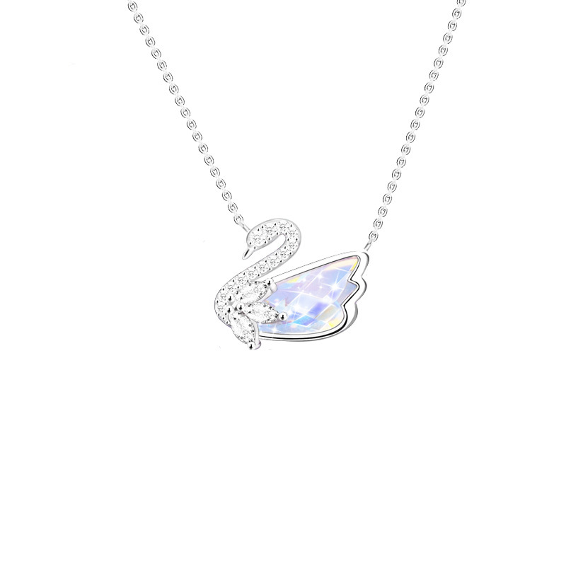 Aurora series little swan s925 sterling silver necklace-BilngRunway