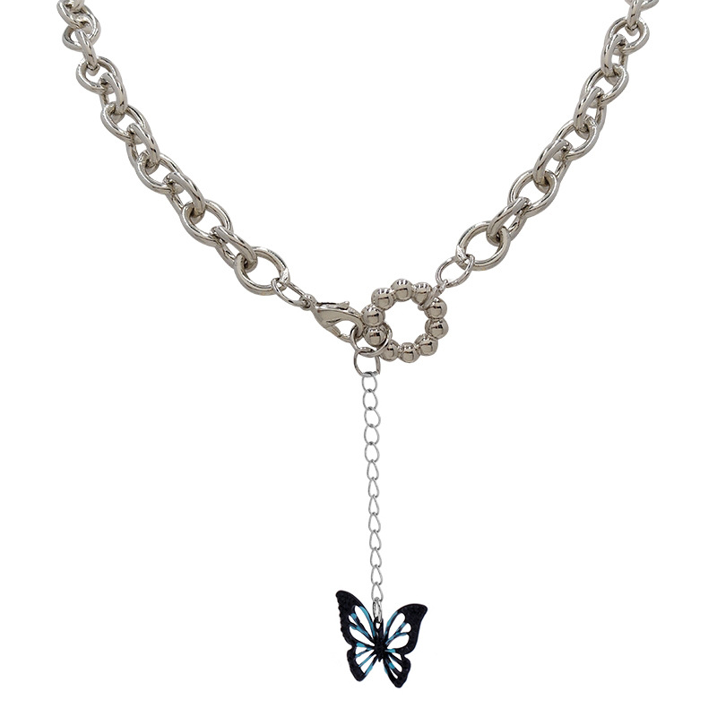 Black and Green Colorblock Butterfly Necklace-BilngRunway