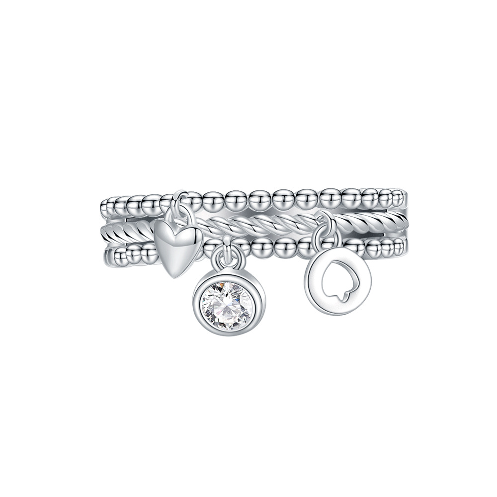 Three-layer chain love pendant handmade series S925 sterling silver ring-BlingRunway